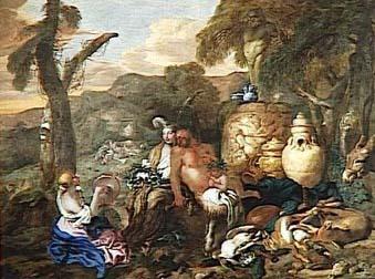 Giovanni Benedetto Castiglione Bacchante et Satyre France oil painting art